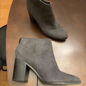 Grey heeled boots